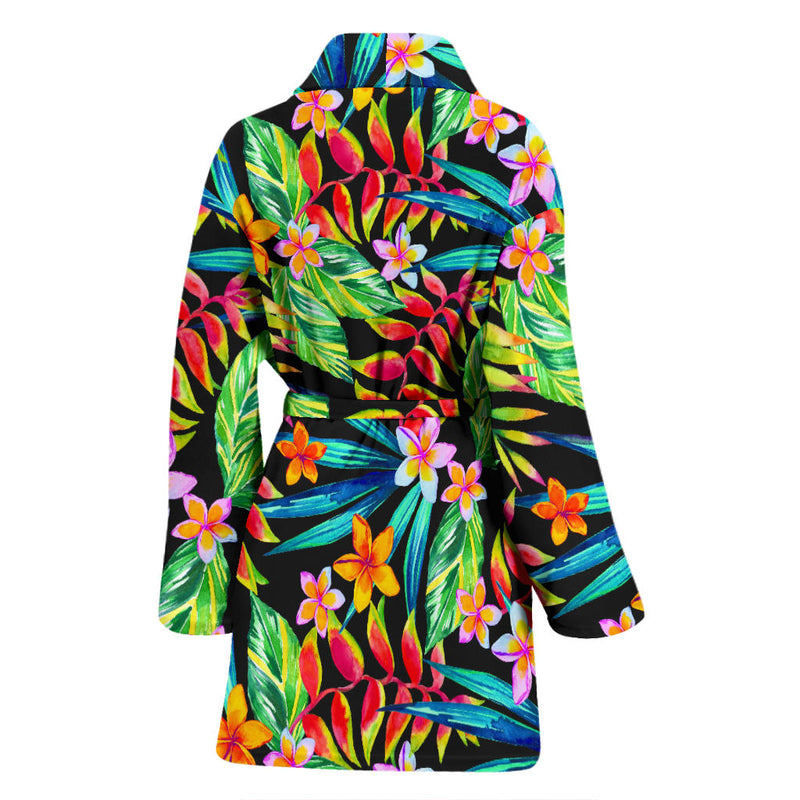 Heliconia Pattern Print Design HL09 Women Bathrobe