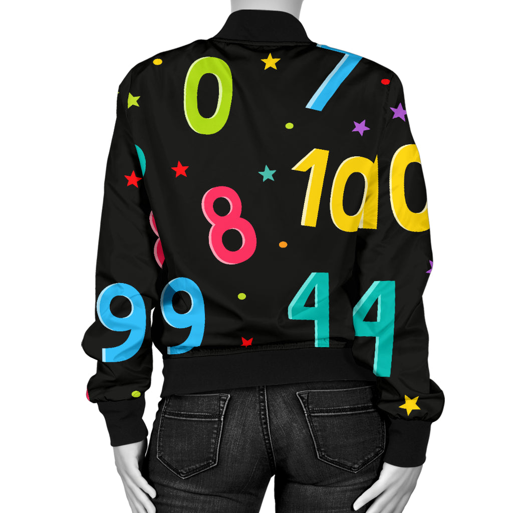 Number Pattern Print Design A04 Women's Bomber Jacket
