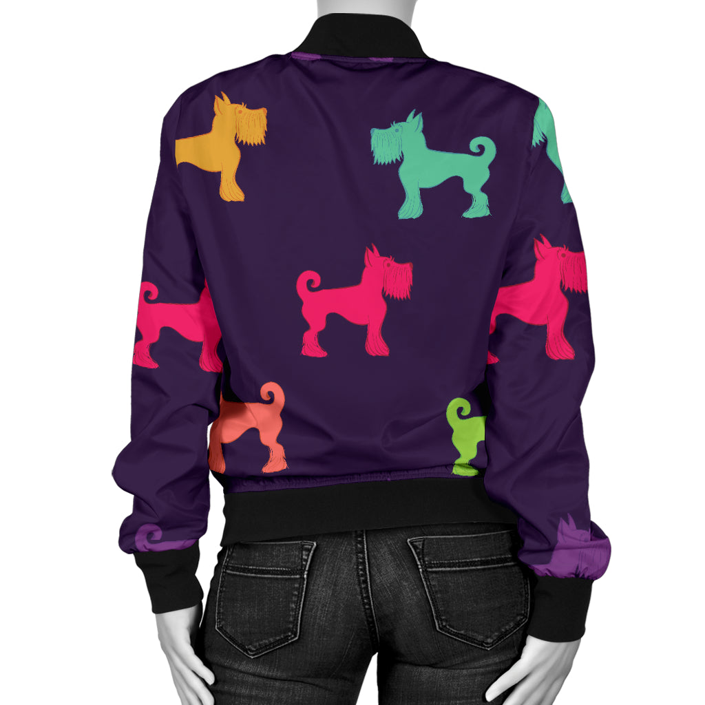 Schnauzers Pattern Print Design A05 Women's Bomber Jacket