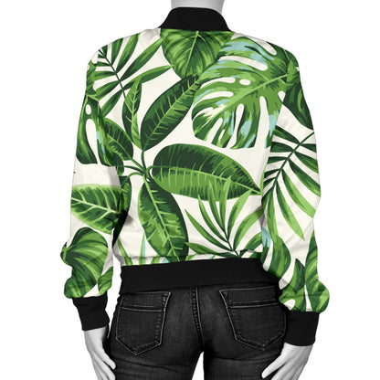 Tropical Flower Pattern Print Design TF013 Women Bomber Jacket