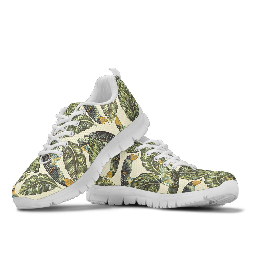Banana Leaf Pattern Print Design BL08 Sneakers White Bottom Shoes