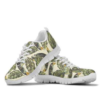 Banana Leaf Pattern Print Design BL08 Sneakers White Bottom Shoes