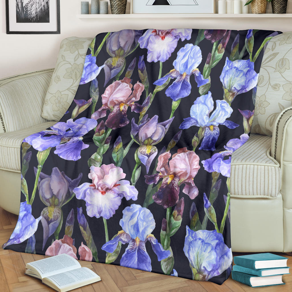 Iris Pattern Print Design IR04 Fleece Blanket