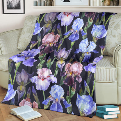 Iris Pattern Print Design IR04 Fleece Blanket
