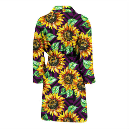 Sunflower Pattern Print Design SF012 Men Bathrobe