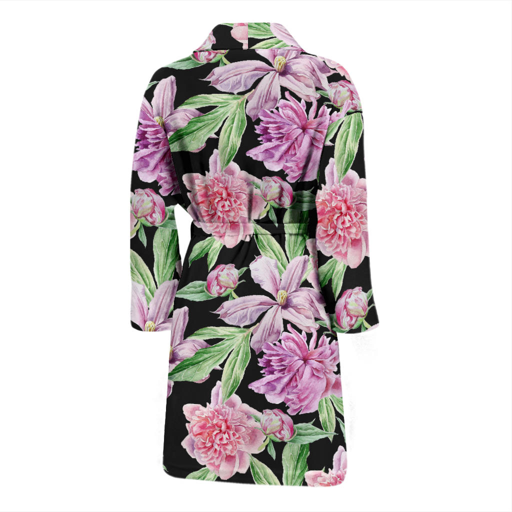 Peony Pattern Print Design PE08 Men Bathrobe