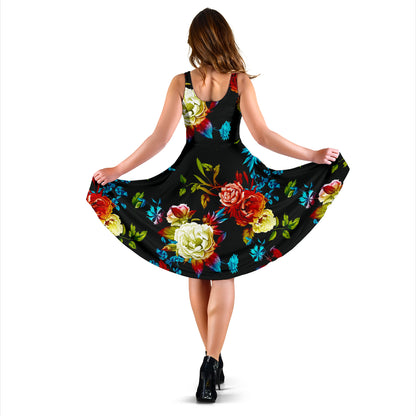 Peony Pattern Print Design PE07 Midi Dress