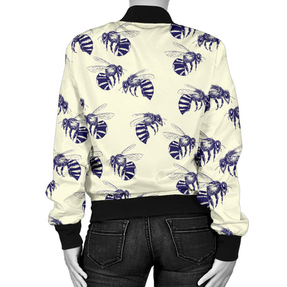 Bee Pattern Print Design 02 Women's Bomber Jacket