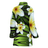 White Plumeria Pattern Print Design PM06 Women Bathrobe