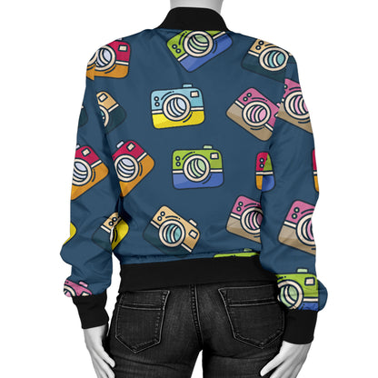 Camera Pattern Print Design 03 Women's Bomber Jacket
