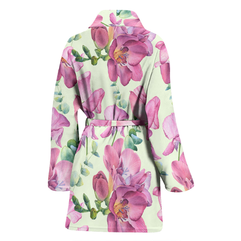 Peony Pattern Print Design PE011 Women Bathrobe