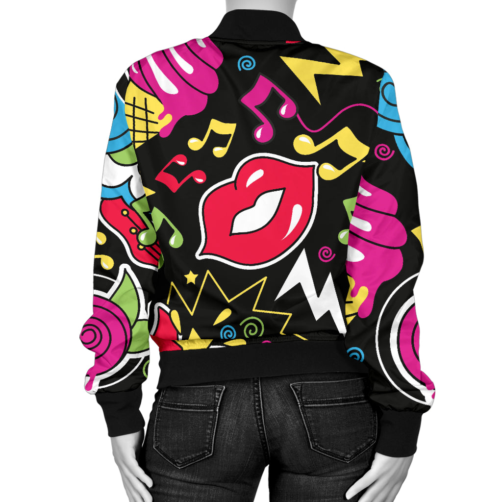 Pop Art Pattern Print Design A04 Women's Bomber Jacket