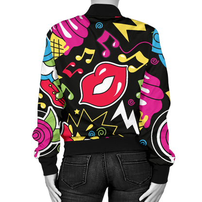 Pop Art Pattern Print Design A04 Women's Bomber Jacket