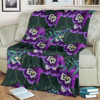 Pansy Pattern Print Design PS07 Fleece Blanket