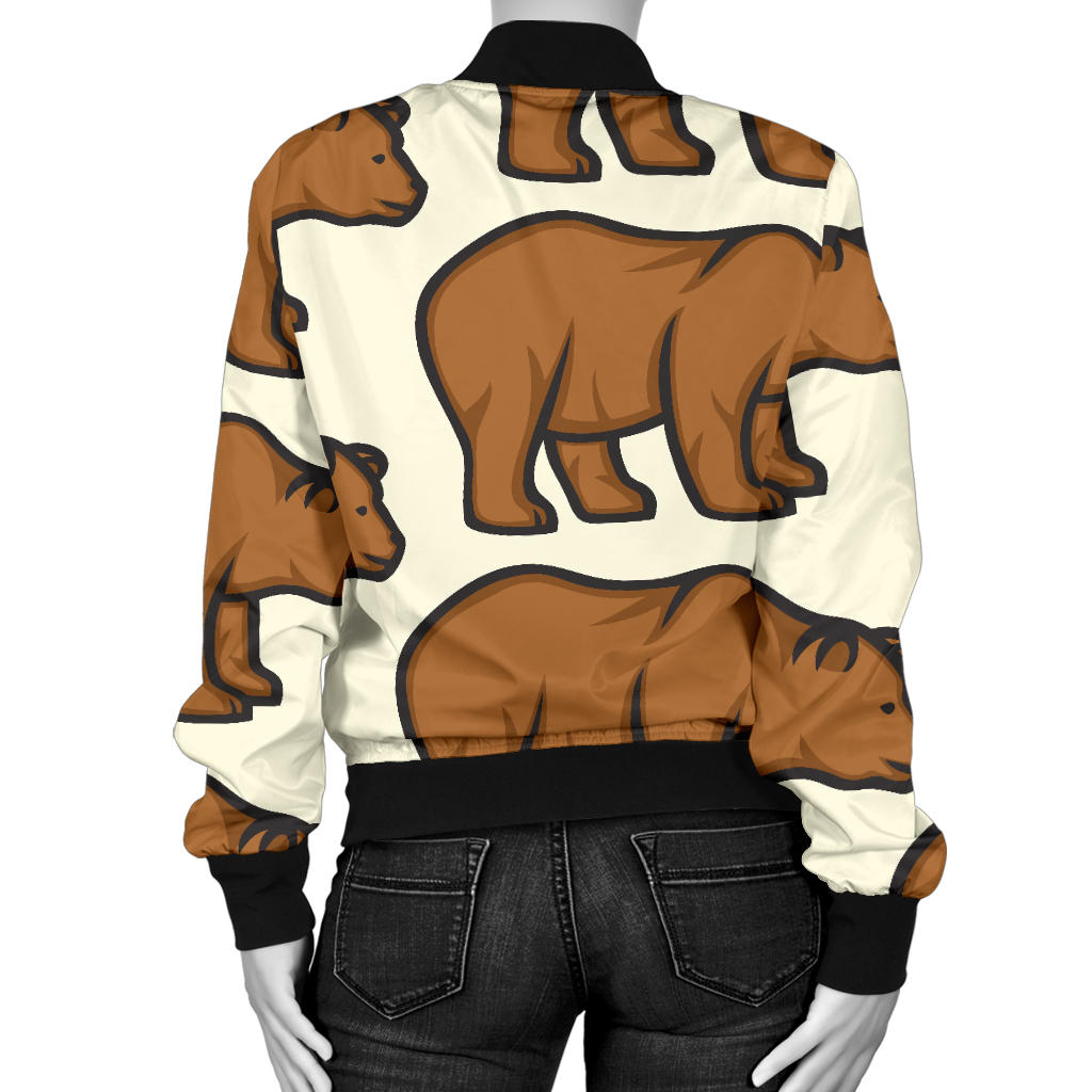 Bear Pattern Print Design BE05 Women Bomber Jacket