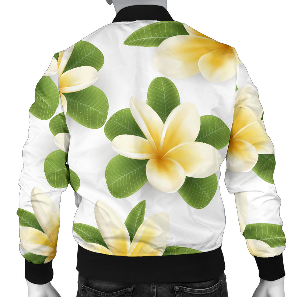 Yellow Plumeria Pattern Print Design PM012 Men Bomber Jacket