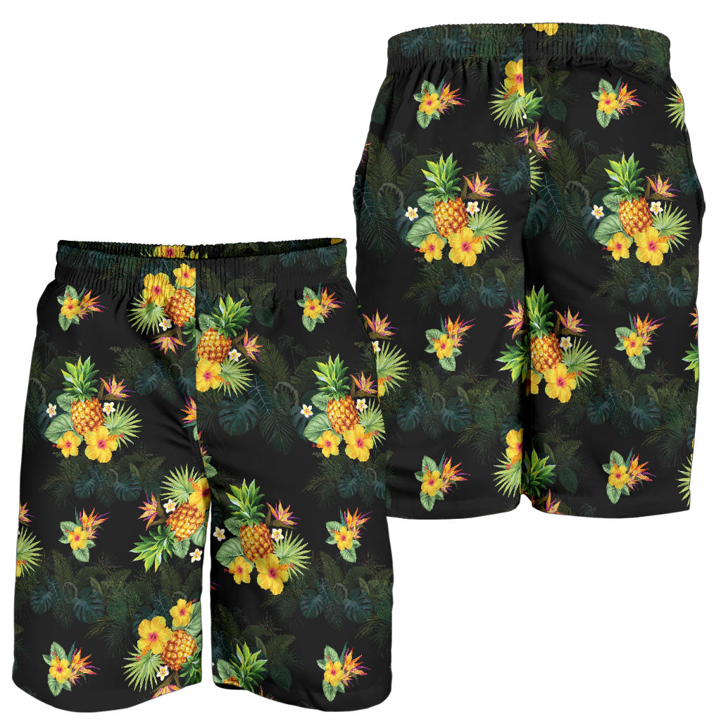 Pineapple Tropical Flower Print Pattern Mens Shorts