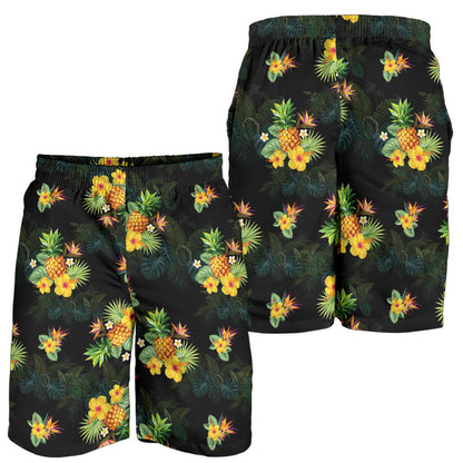 Pineapple Tropical Flower Print Pattern Mens Shorts