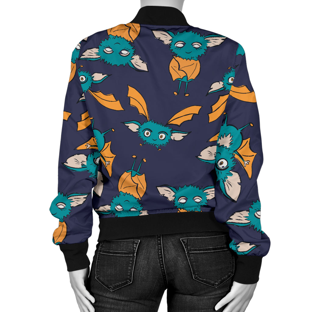 Bat Pattern Print Design 07 Women's Bomber Jacket