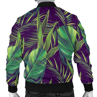 Palm Leaves Pattern Print Design PL03 Men Bomber Jacket