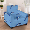 Dolphin Blue Print Armchair Slipcover