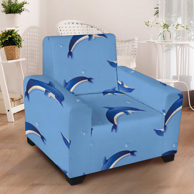 Dolphin Blue Print Armchair Slipcover