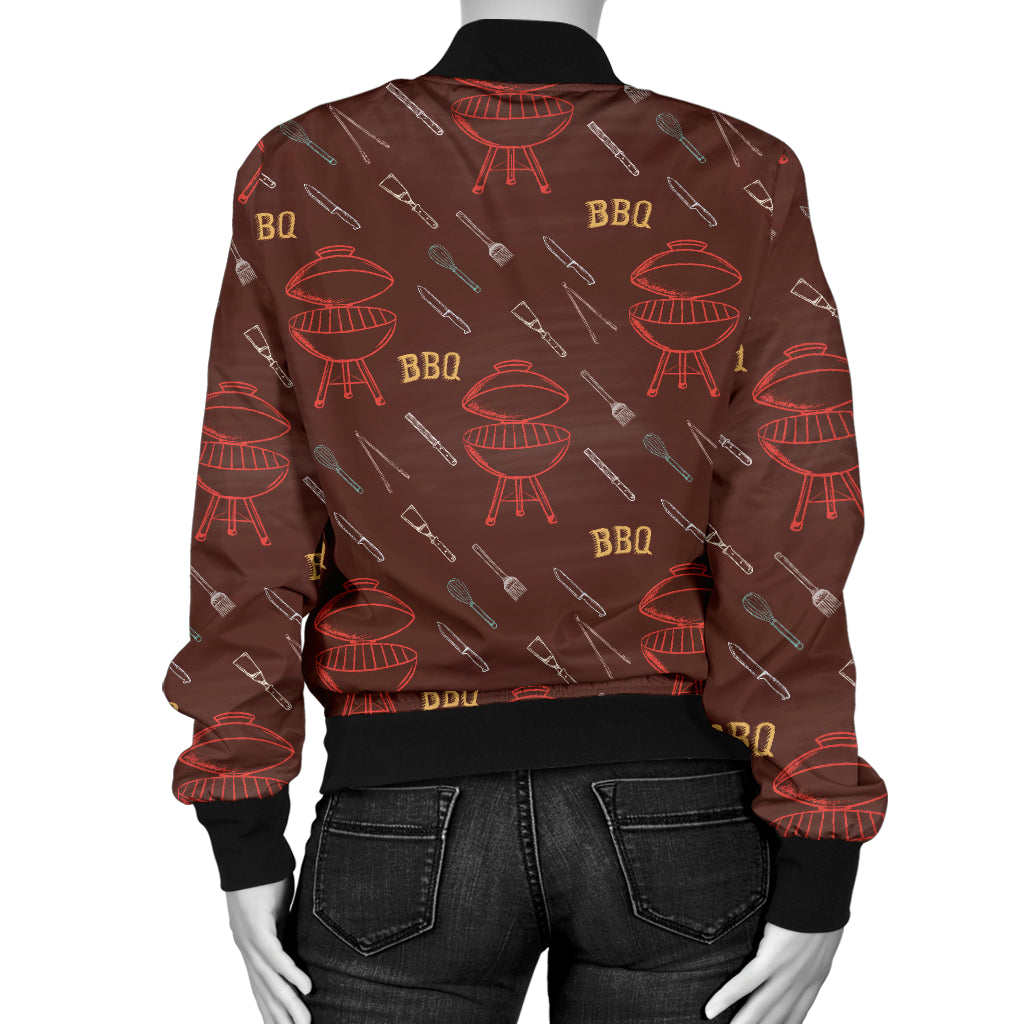 Barbecue Pattern Print Design 01 Women's Bomber Jacket