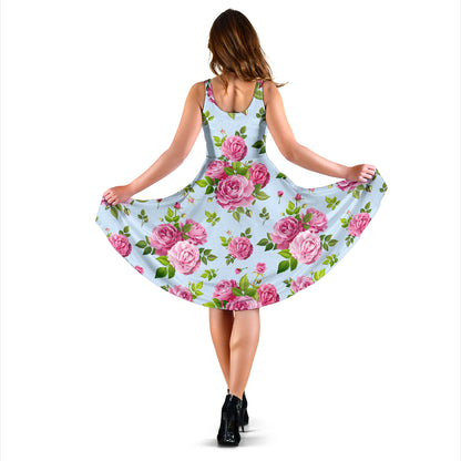Rose Pink Pattern Print Design RO08 Midi Dress