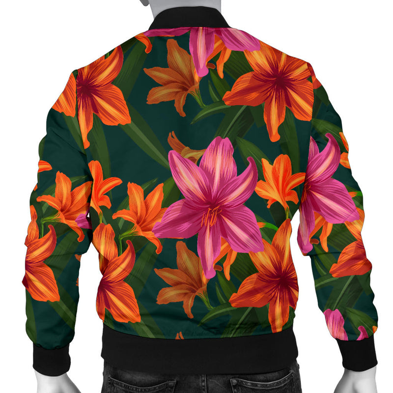 Amaryllis Pattern Print Design AL01 Men Bomber Jacket