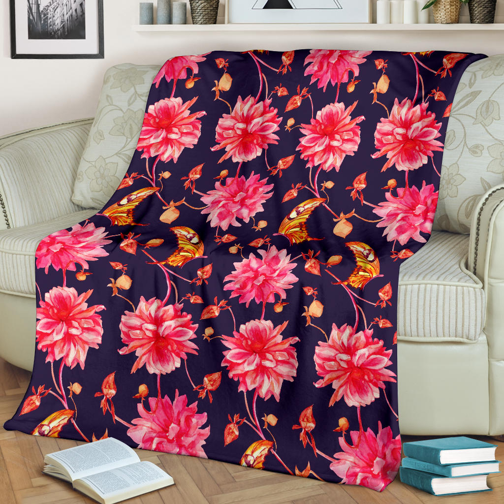 Dahlia Pattern Print Design DH03 Fleece Blanket