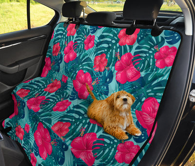 Red Hibiscus Pattern Print Design HB017 Rear Dog  Seat Cover