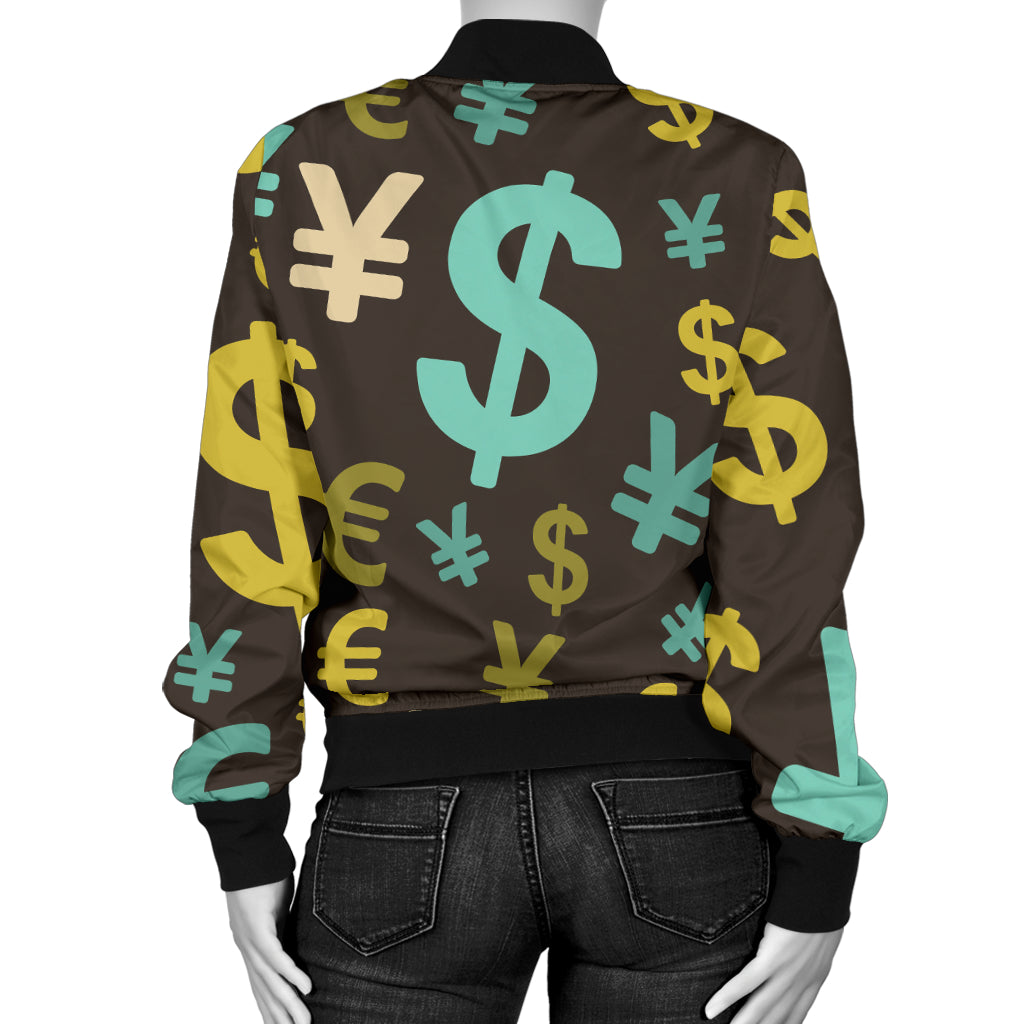 Money Pattern Print Design 01 Women's Bomber Jacket