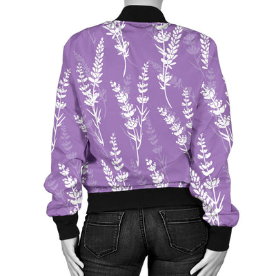 Lavender Pattern Print Design LV08 Women Bomber Jacket