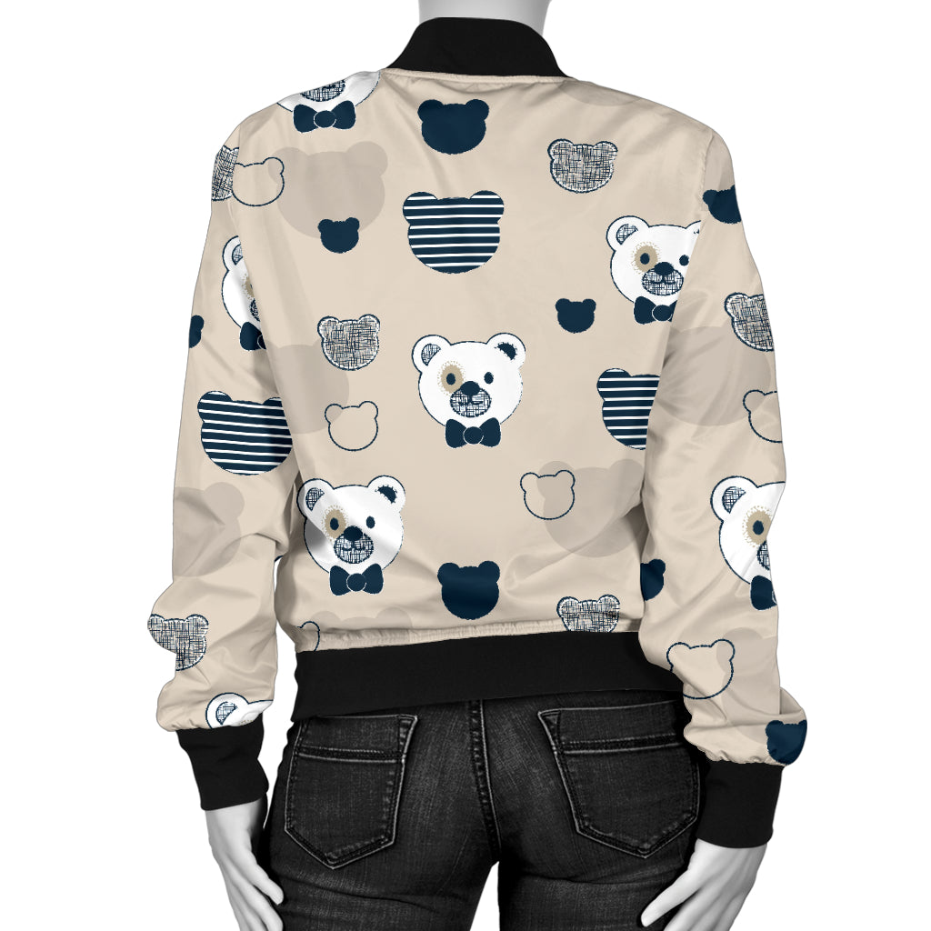 Bear Pattern Print Design 05 Women's Bomber Jacket