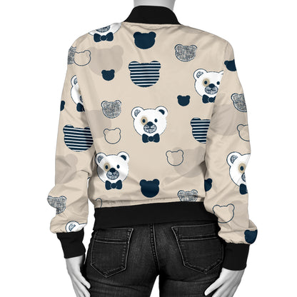 Bear Pattern Print Design 05 Women's Bomber Jacket