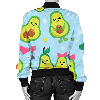 Avocado Pattern Print Design AC09 Women Bomber Jacket