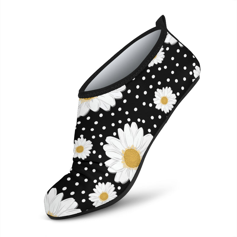 Daisy Pattern Print Design DS02 Aqua Water Shoes