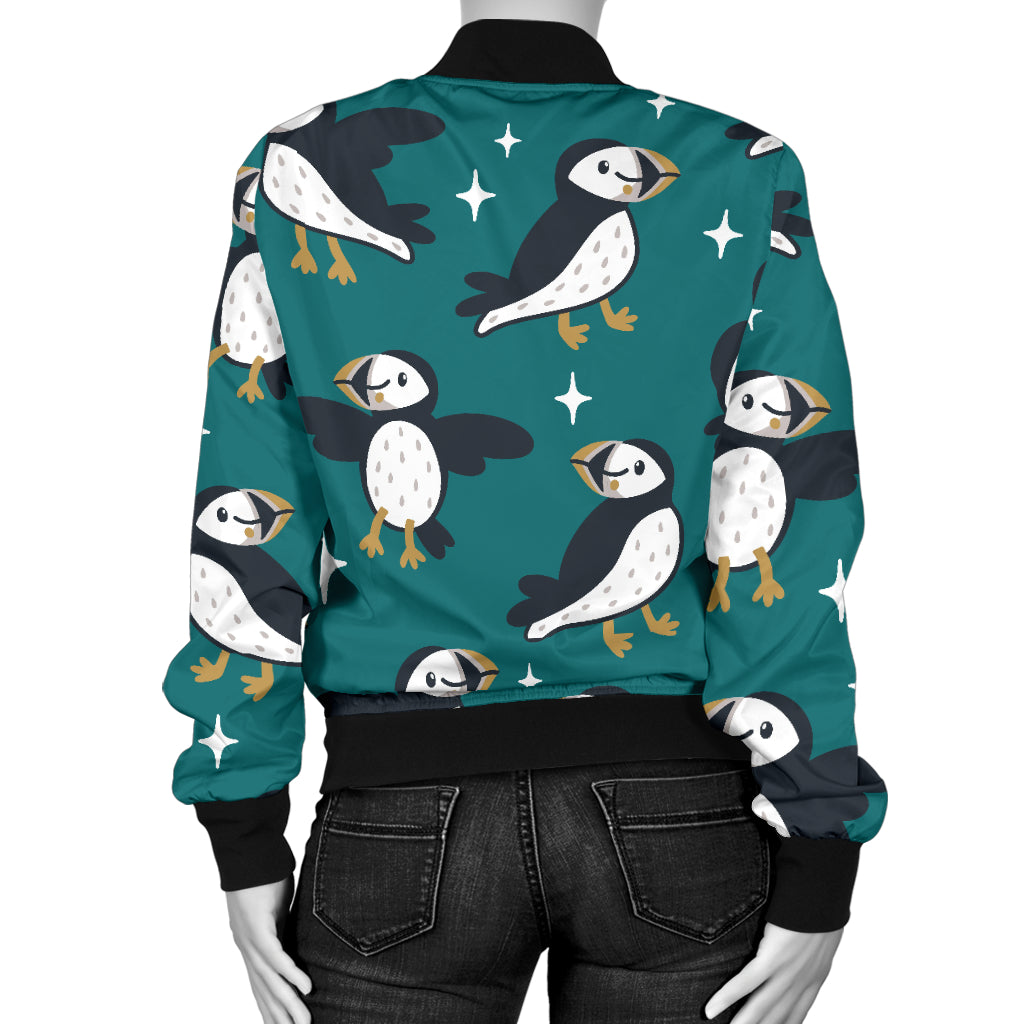 Puffin Pattern Print Design A05 Women's Bomber Jacket