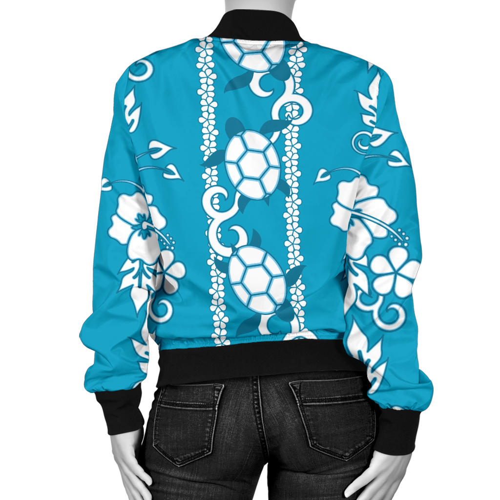 Hawaiian Themed Pattern Print Design H025 Women Bomber Jacket