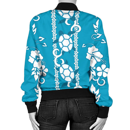 Hawaiian Themed Pattern Print Design H025 Women Bomber Jacket