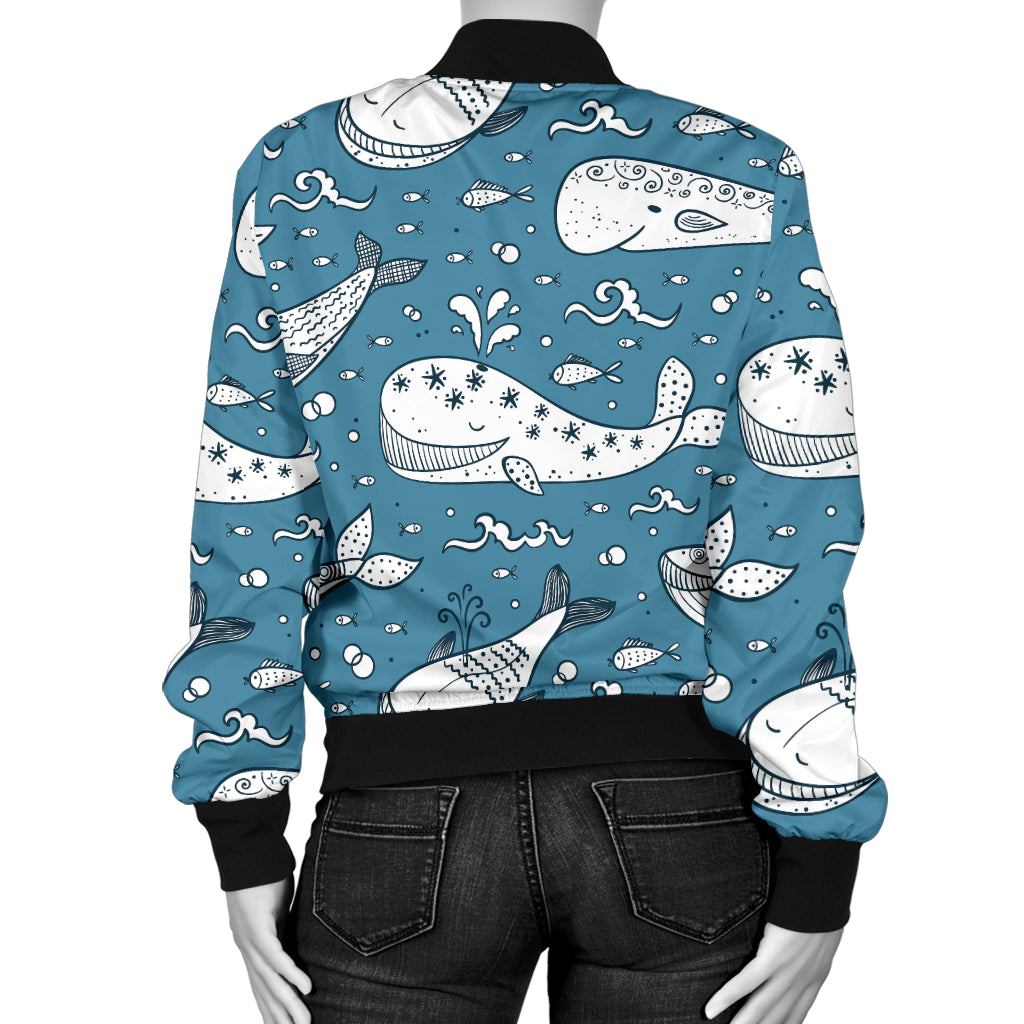 Humpback Whale Pattern Print Design 03 Women's Bomber Jacket