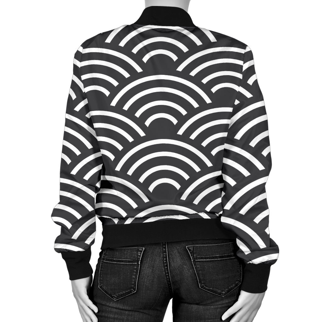 Scales Black White Pattern Print Design 03 Women's Bomber Jacket