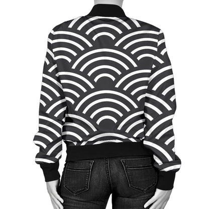 Scales Black White Pattern Print Design 03 Women's Bomber Jacket
