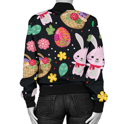 Easter Eggs Pattern Print Design RB05 Women Bomber Jacket