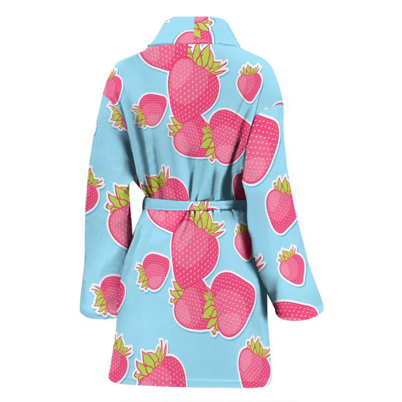 Strawberry Pattern Print Design SB04 Women Bathrobe