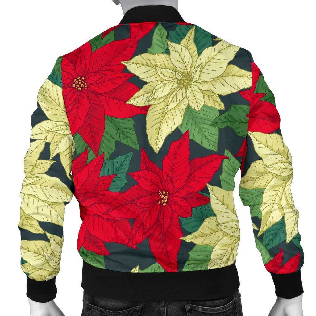 Poinsettia Pattern Print Design POT06 Men Bomber Jacket