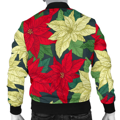 Poinsettia Pattern Print Design POT06 Men Bomber Jacket
