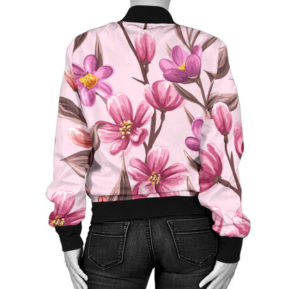 Summer Floral Pattern Print Design SF09 Women Bomber Jacket