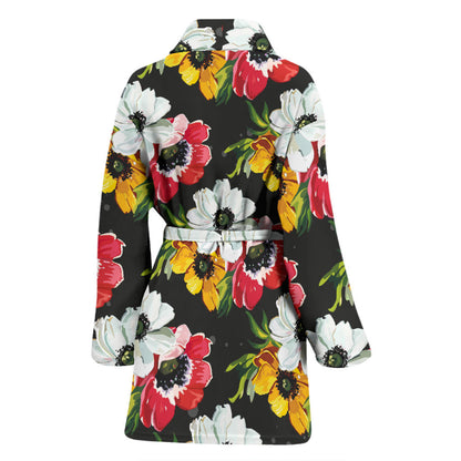 Anemone Pattern Print Design AM07 Women Bathrobe