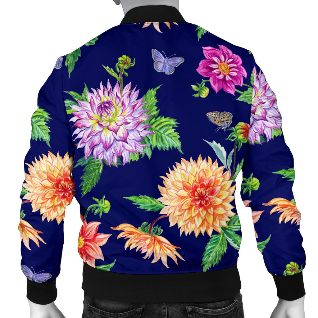 Dahlia Pattern Print Design DH010 Men Bomber Jacket